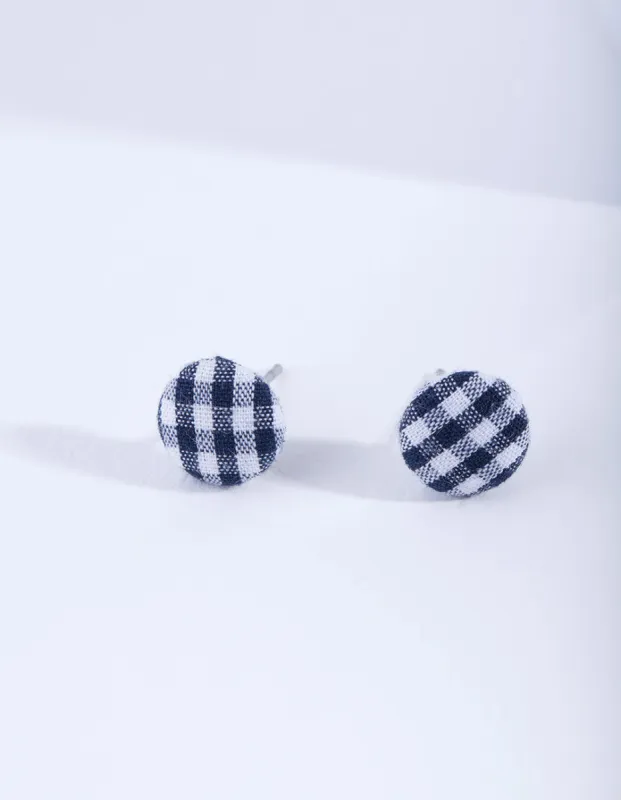 Gingham Button Stud Earrings sold by lovisa