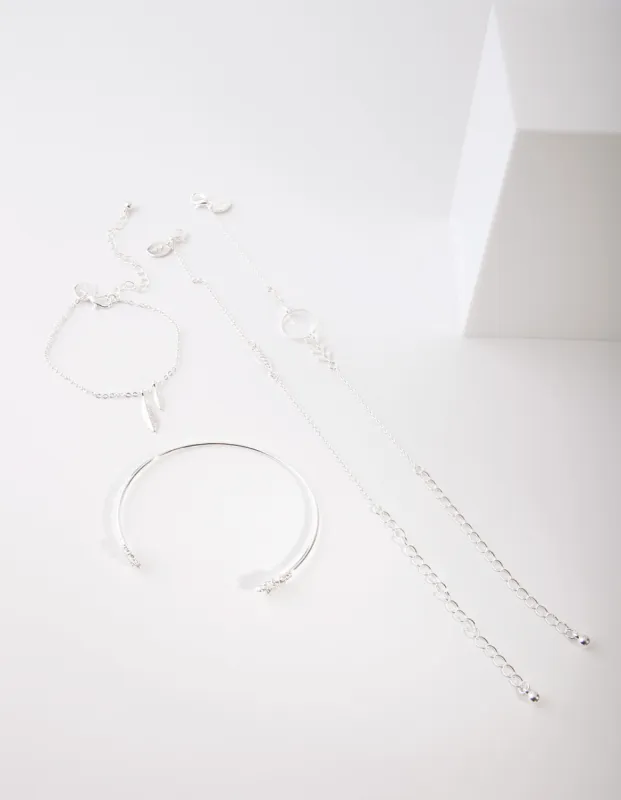Silver Leaf Bracelet 4-Pack sold by lovisa