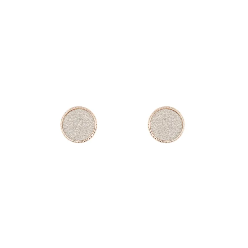 Rose Gold Glitter Circle Earrings sold by lovisa