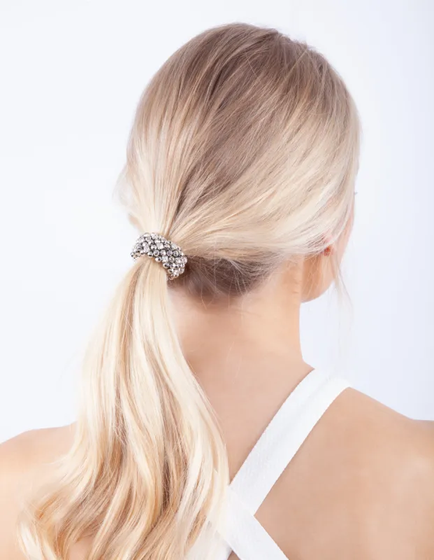 Rhodium Disco Hair Tie sold by lovisa