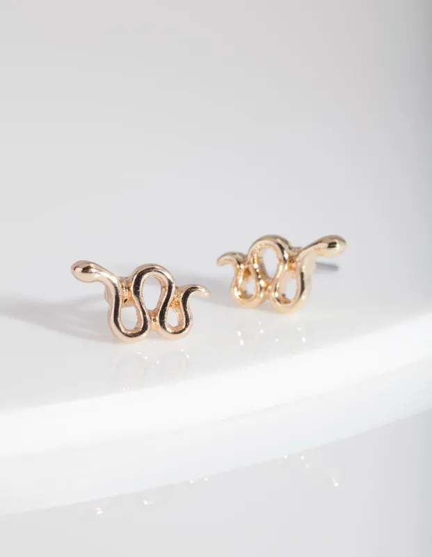 Gold Snake Stud Earrings sold by lovisa