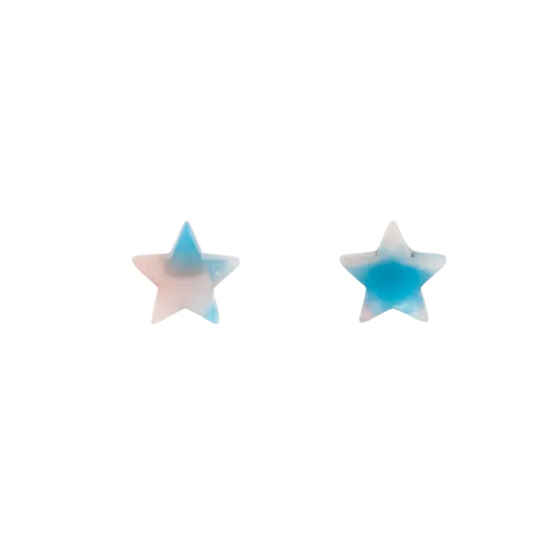 Blue Resin Mini Star Earrings sold by lovisa