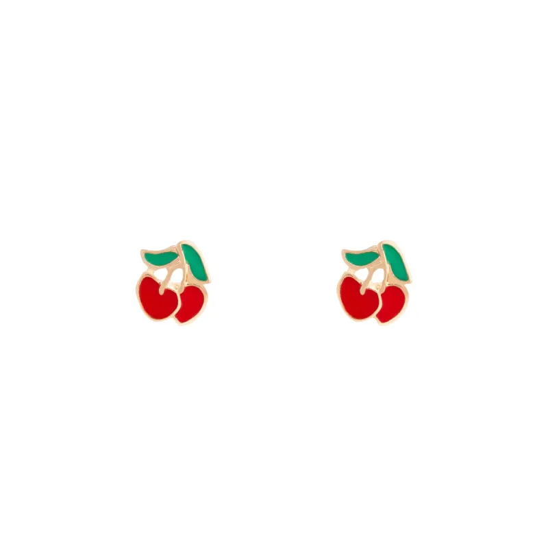 Gold Red Cherry Stud Earrings sold by lovisa