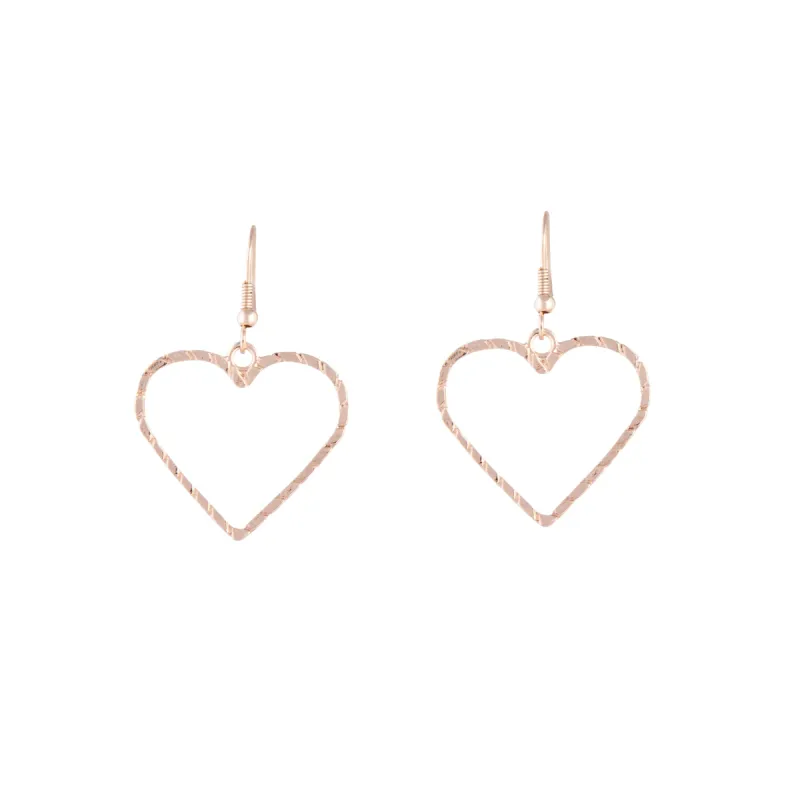 Rose Gold Rope Look Heart Drop Earring sold by lovisa