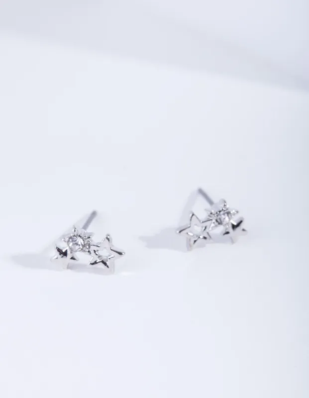 Rhodium Mini Star Cluster Stud Earrings sold by lovisa