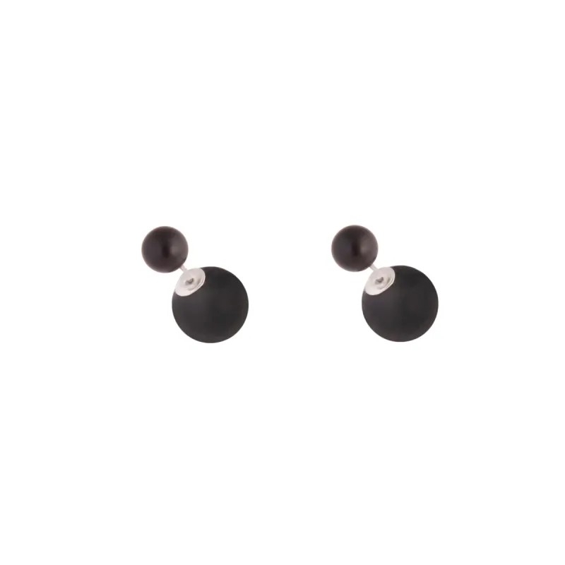 Silver Black Round Sandwich Stud Earrings sold by lovisa