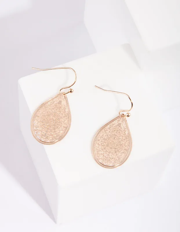 Rose Gold Filigree Lace Tear Drop Earrings sold by lovisa