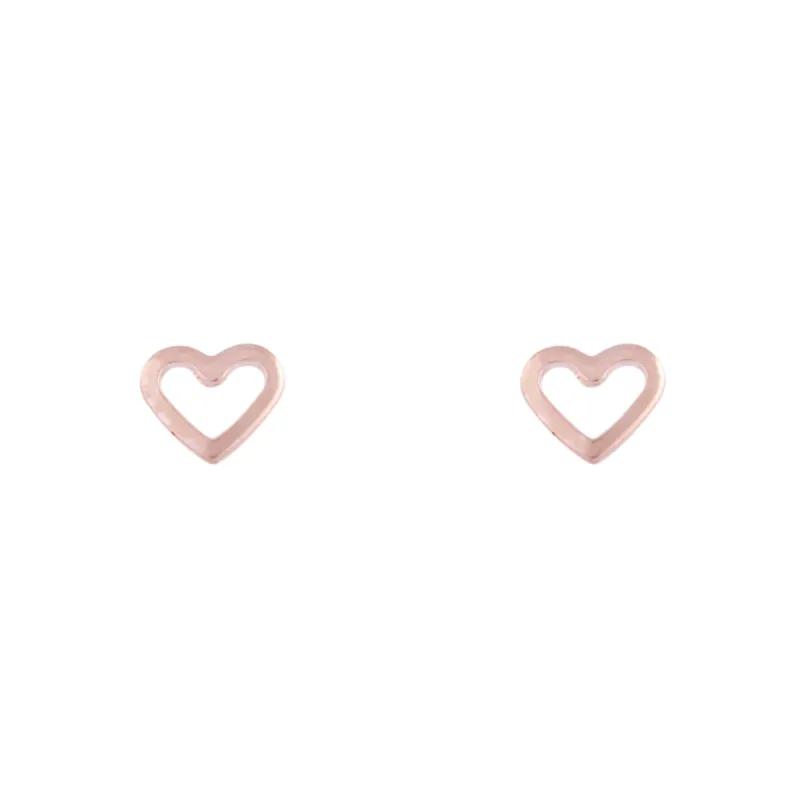 Rose Gold Open Heart Stud Earrings sold by lovisa