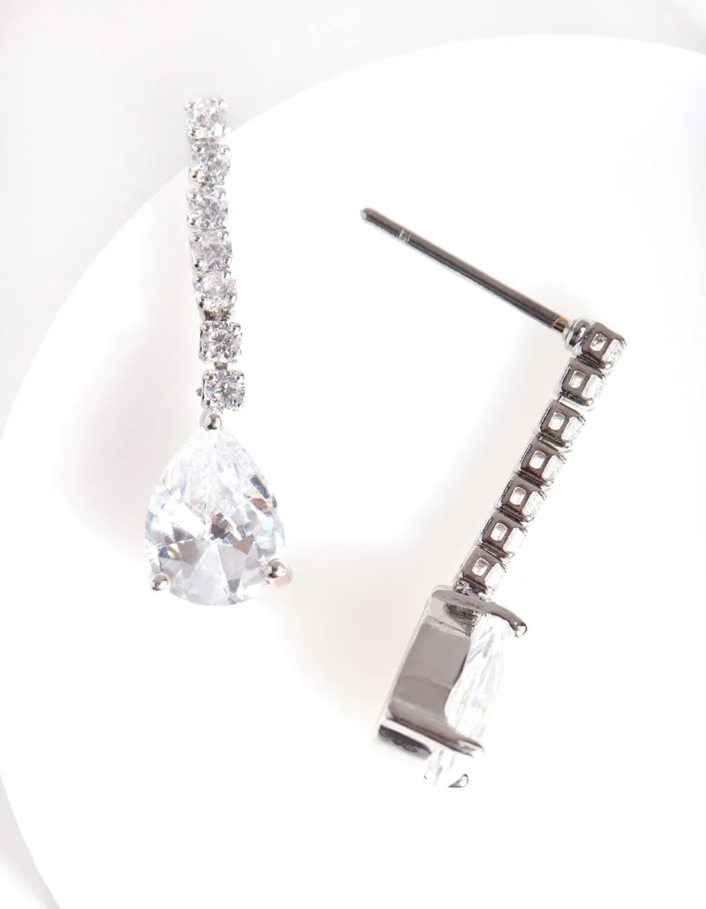 Rhodium Cubic Zirconia Pear Cupchain Drop Earrings sold by lovisa product image thumbnail 2