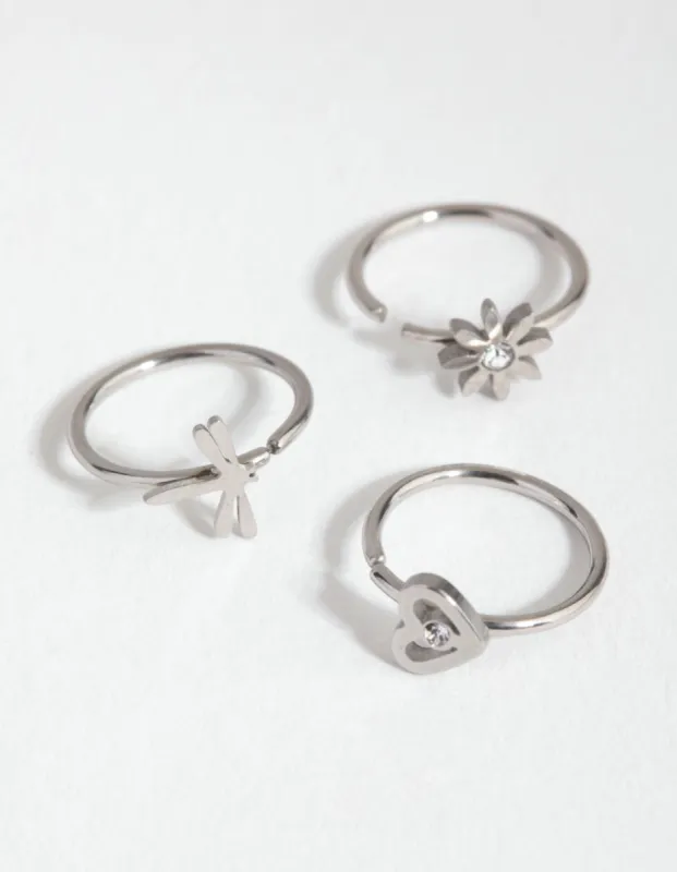 Surgical Steel Mini Motif Nose Ring Pack sold by lovisa