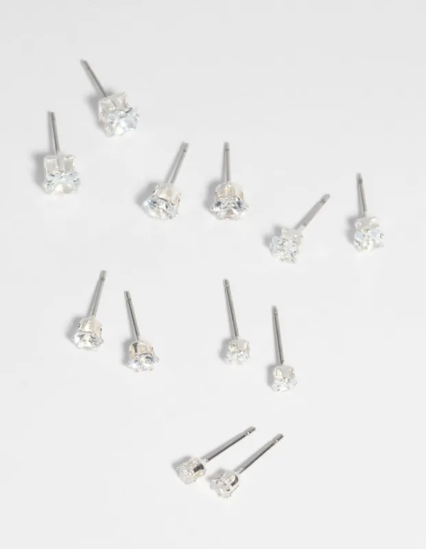 Silver Cubic Zirconia Earring 6-Pack sold by lovisa