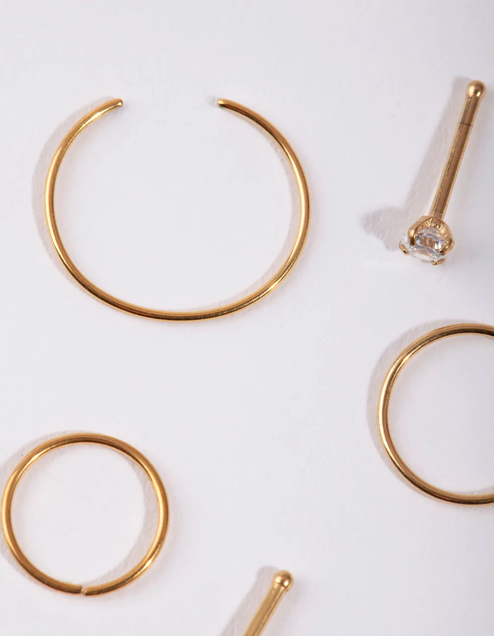 Gold Cubic Zirconia Nose Ring 6-Pack sold by lovisa product image thumbnail 3
