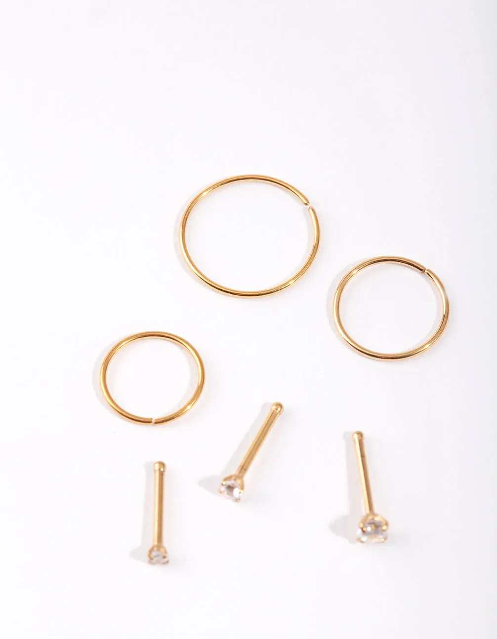 Gold Cubic Zirconia Nose Ring 6-Pack sold by lovisa