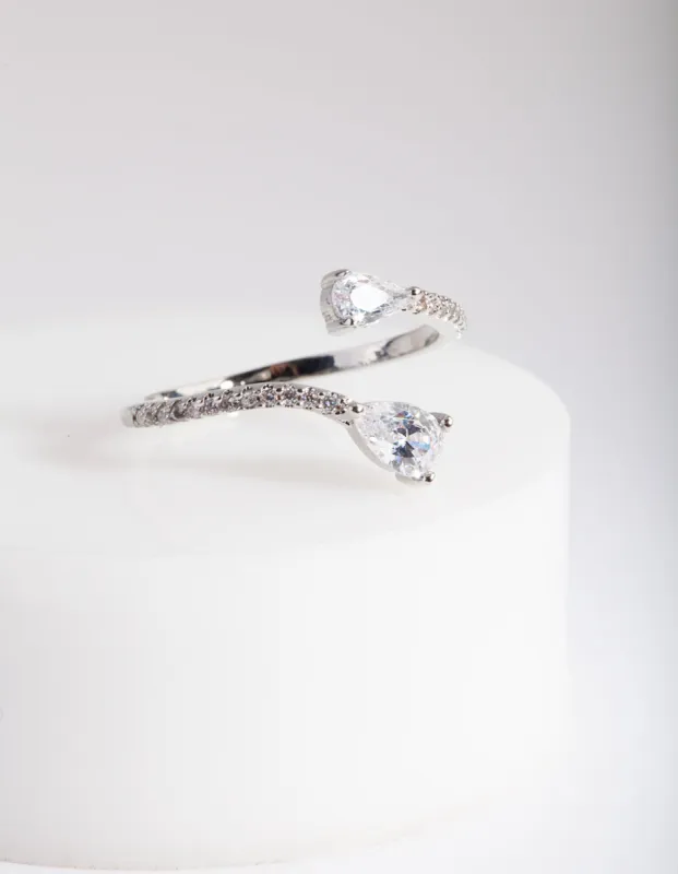 Silver Cubic Zirconia Open Ring sold by lovisa