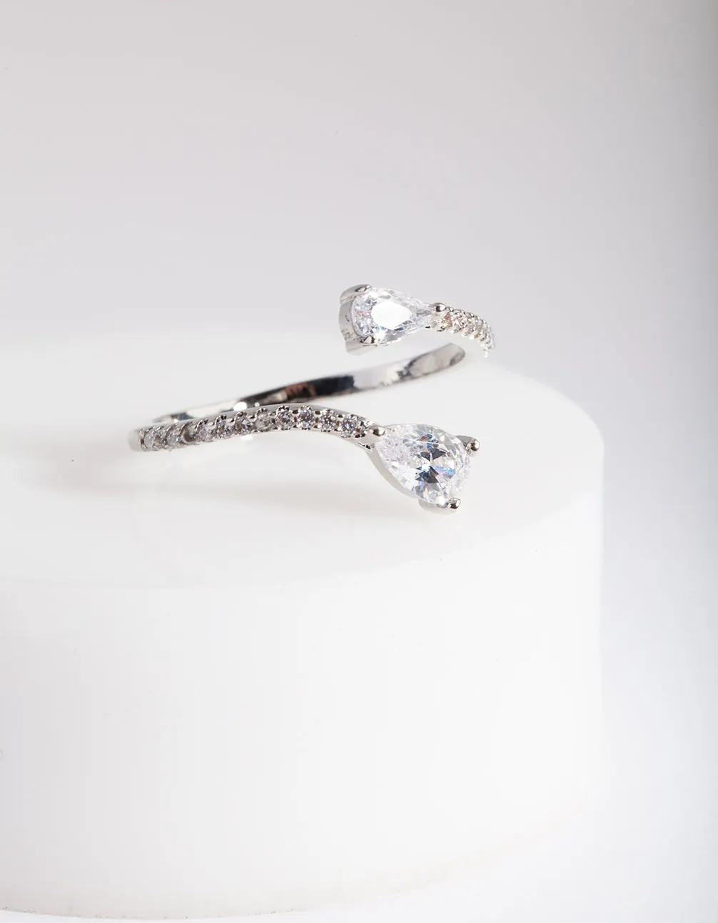 Silver Cubic Zirconia Open Ring sold by lovisa