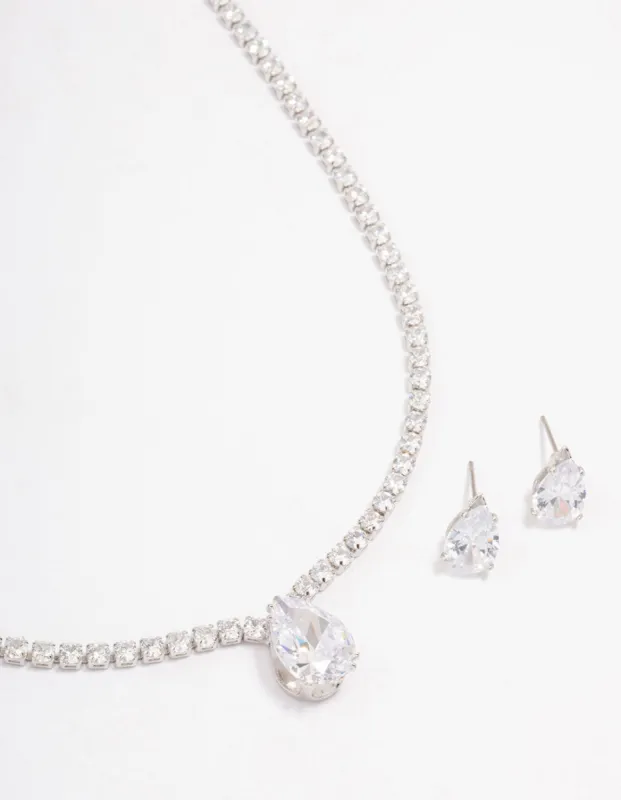 Silver Cubic Zirconia Teardrop Jewellery Set sold by lovisa