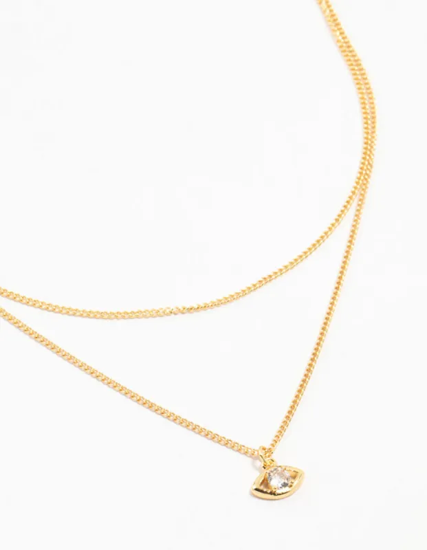 Gold Plated Evil Eye Chain Layered Necklace sold by lovisa