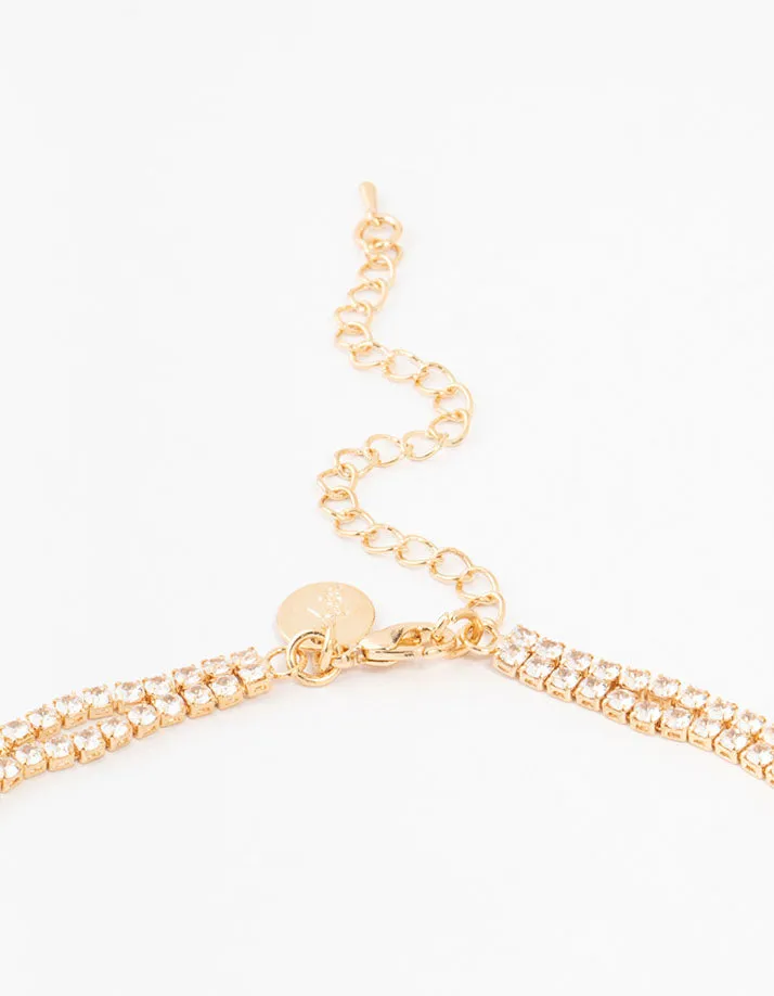 Gold Cubic Zirconia 2 Layered Pear Stone Necklace sold by lovisa product image thumbnail 3