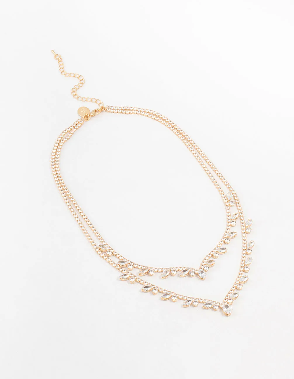 Gold Cubic Zirconia 2 Layered Pear Stone Necklace sold by lovisa product image thumbnail 2