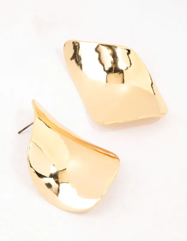 Gold Plated Large Petal Stud Earrings sold by lovisa