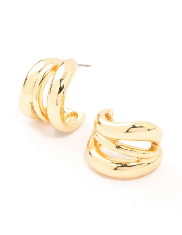 Gold Plated Open Wavy Stud Earrings sold by lovisa