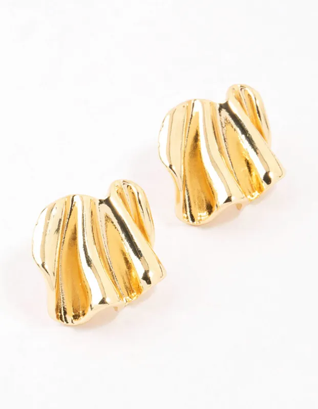 Gold Plated Mini Wave Fan Stud Earrings sold by lovisa