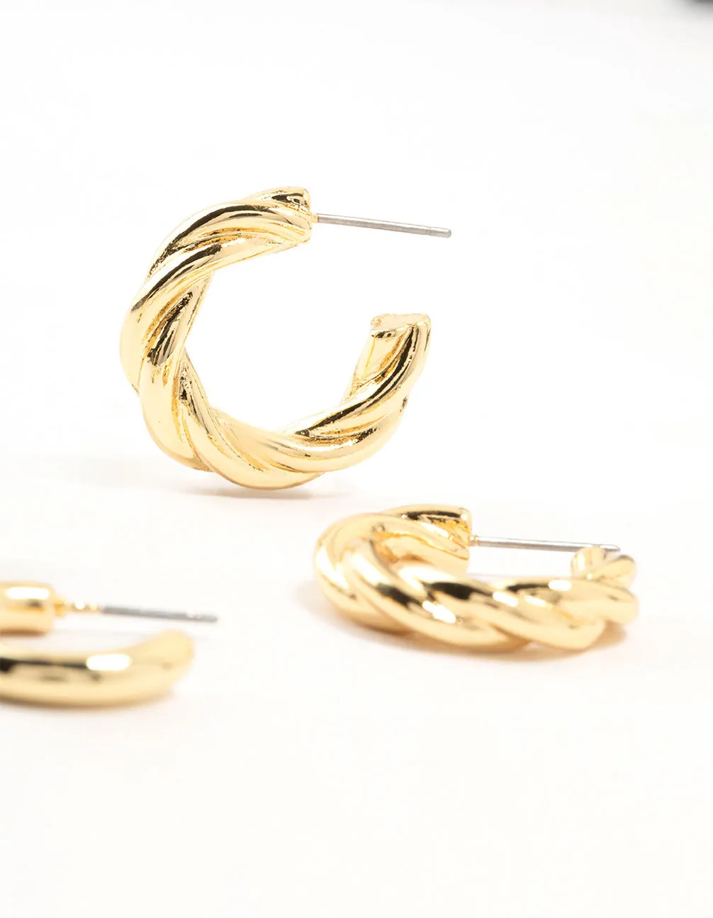 Gold Plated Classic Twisted Earrings 2-Pack sold by lovisa product image thumbnail 3