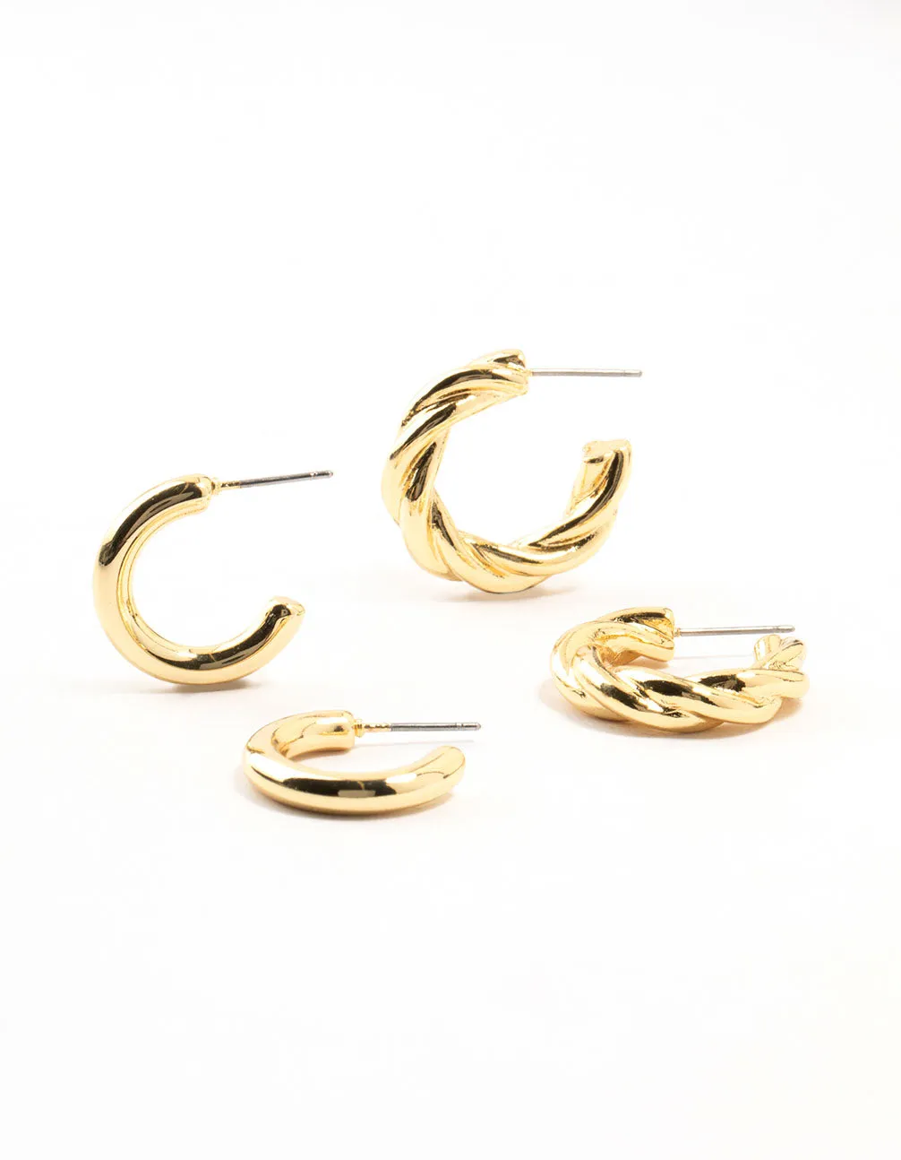 Gold Plated Classic Twisted Earrings 2-Pack sold by lovisa