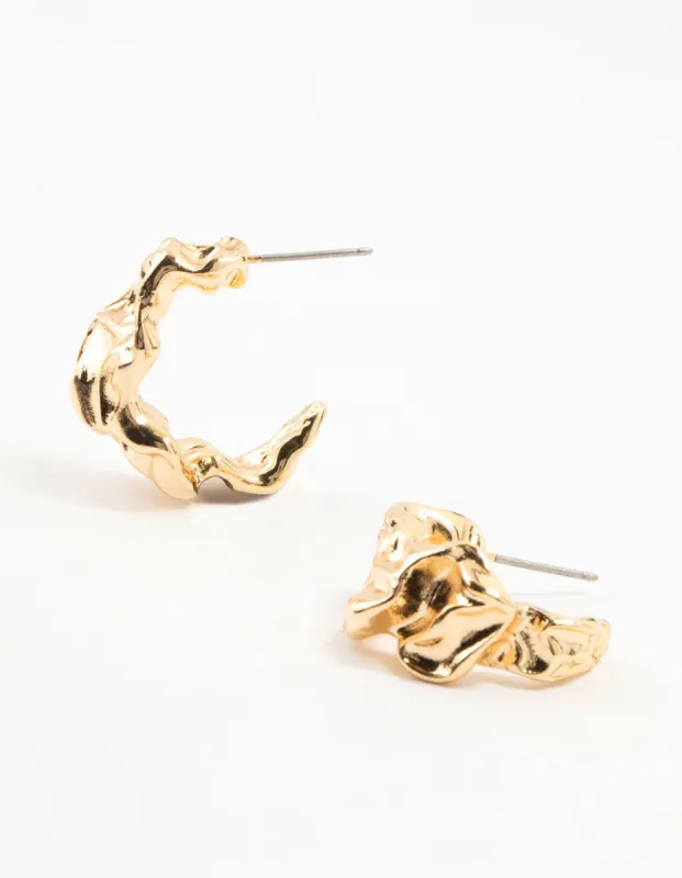 Gold Plated Molten Mini Hoop Earrings sold by lovisa