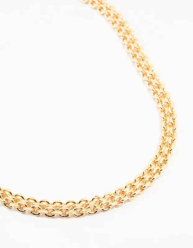 Gold Plated Weave Flat Chain Necklace sold by lovisa