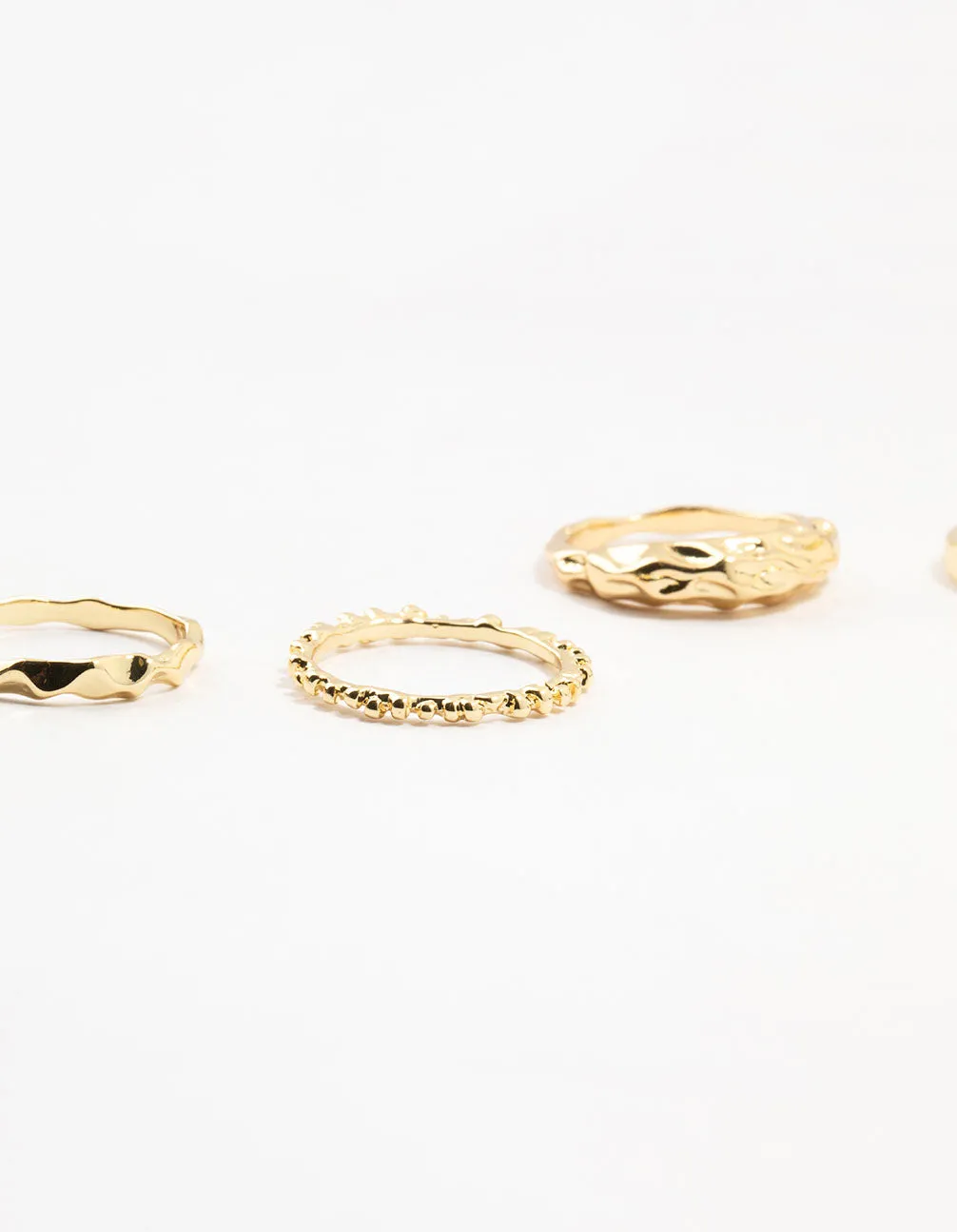 Gold Plated Textured Metal Rings 5-Pack sold by lovisa product image thumbnail 2