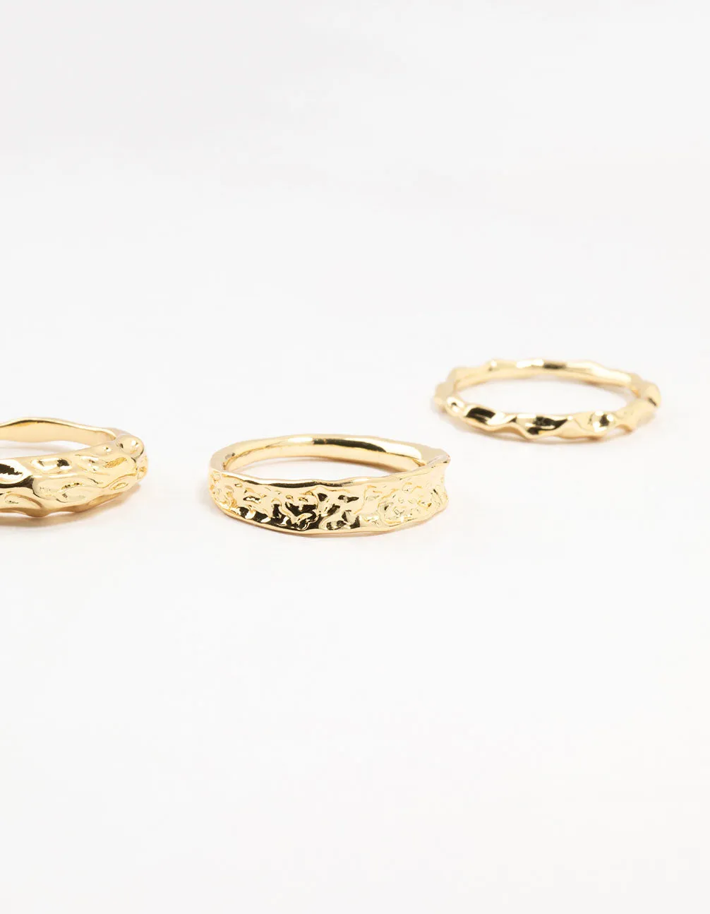 Gold Plated Textured Metal Rings 5-Pack sold by lovisa product image thumbnail 3