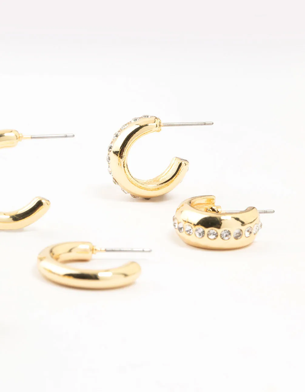 Gold Plated Diamante Crystal Hoop Earrings 4-Pack sold by lovisa product image thumbnail 3