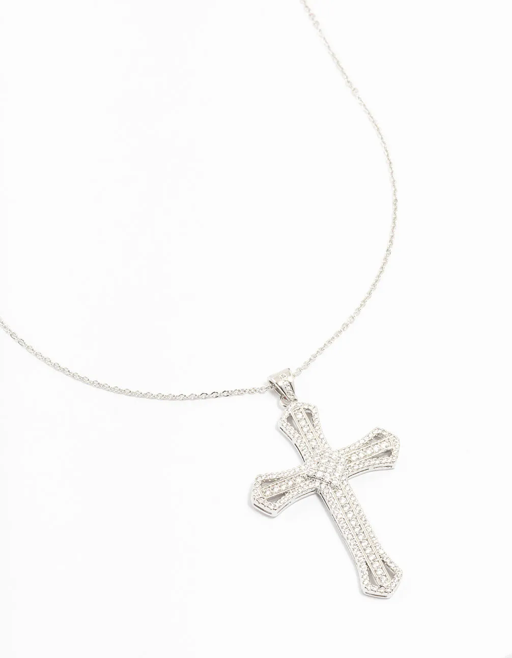 Silver Cubic Zirconia Radiant Cross Necklace sold by lovisa