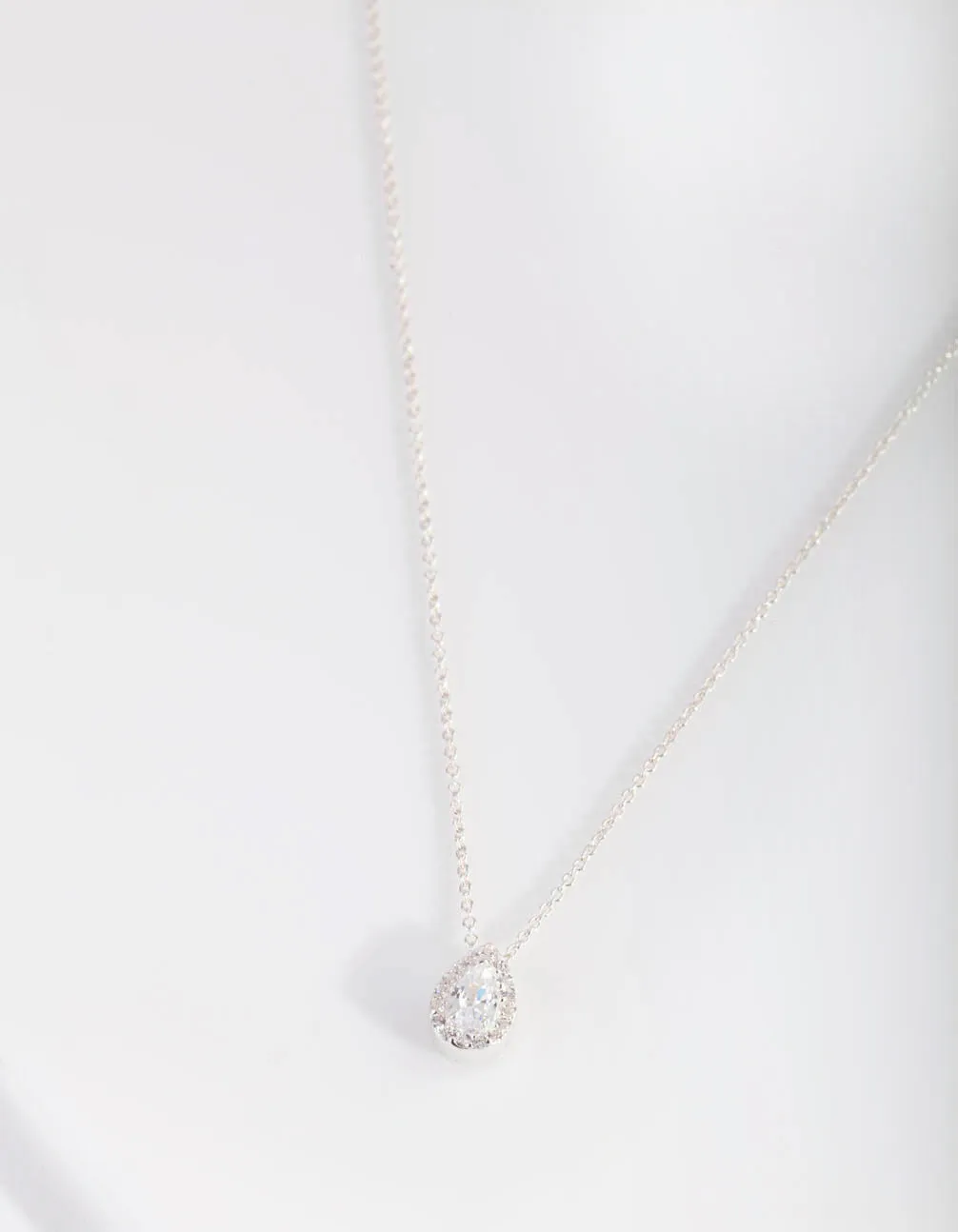 Sterling Silver Cubic Zirconia Pear Halo Necklace sold by lovisa