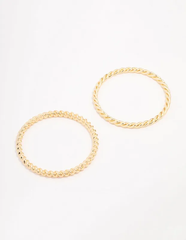 Gold Plated Twisted Bangles 2-Pack sold by lovisa