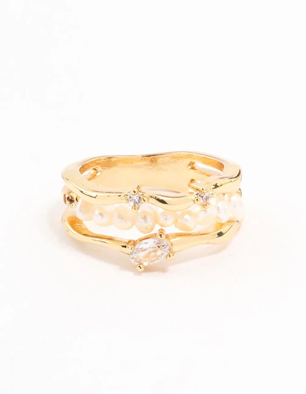 Gold Plated Nestled Pearl Layered Ring sold by lovisa product image thumbnail 3