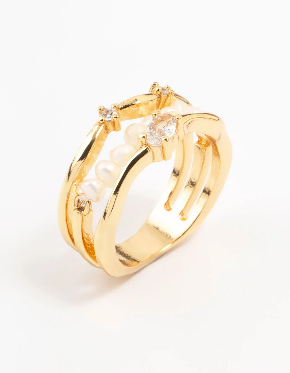 Gold Plated Nestled Pearl Layered Ring sold by lovisa product image thumbnail 2