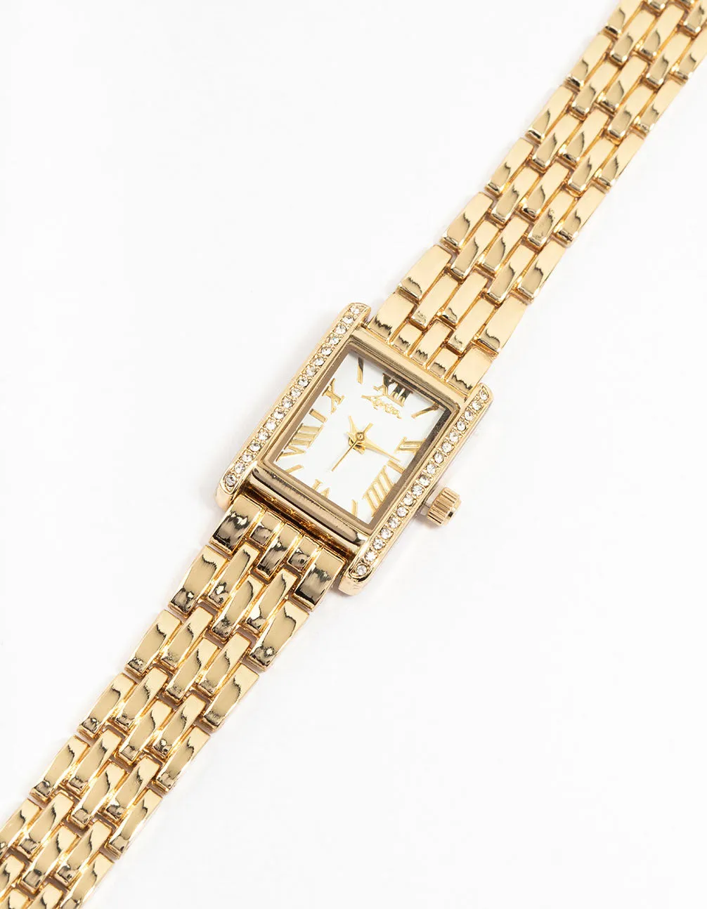 Gold Diamante Rectangle Watch sold by lovisa