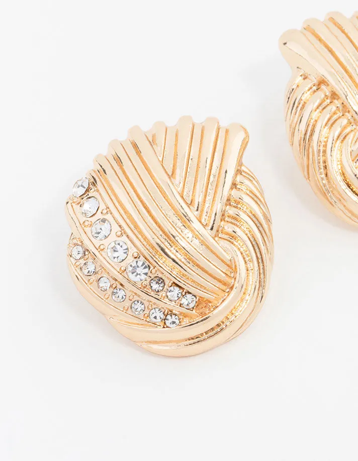 Gold Wrapped Crystal Stud Earrings sold by lovisa product image thumbnail 2
