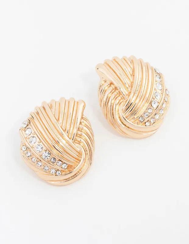 Gold Wrapped Crystal Stud Earrings sold by lovisa
