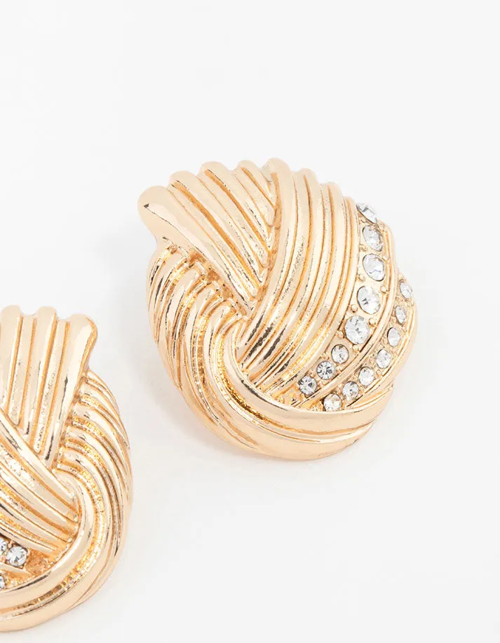 Gold Wrapped Crystal Stud Earrings sold by lovisa product image thumbnail 3