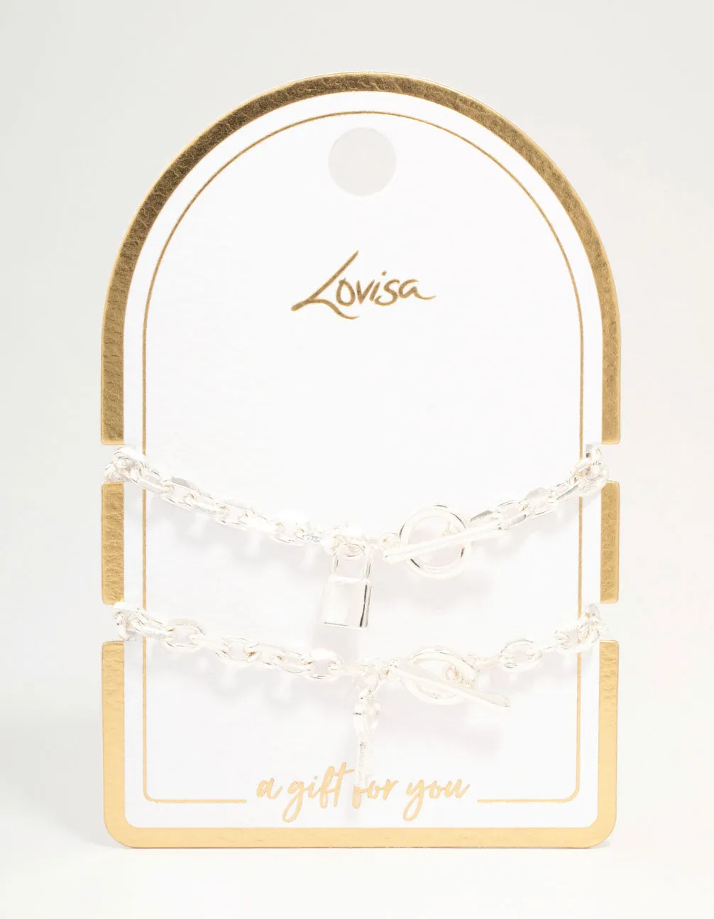 Silver Chunky Lock & Key Bracelets 2-Pack sold by lovisa product image thumbnail 2