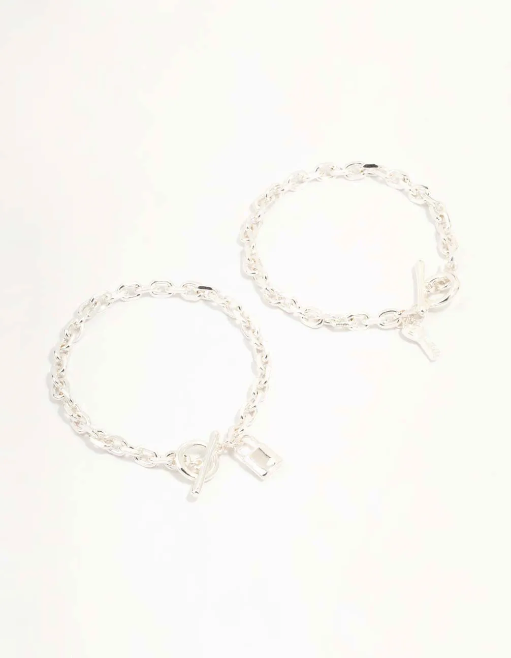 Silver Chunky Lock & Key Bracelets 2-Pack sold by lovisa