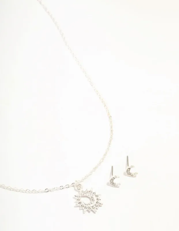 Silver Diamante Celestial Necklace & Earring Sets sold by lovisa