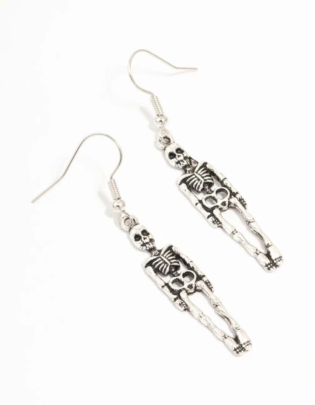 Antique Silver Skeleton Drop Earrings sold by lovisa