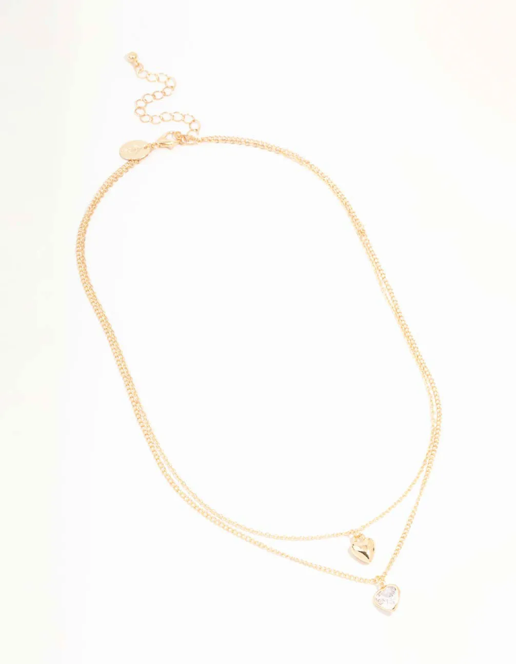 Gold Puffy Heart & Diamante Layered Necklace sold by lovisa product image thumbnail 2