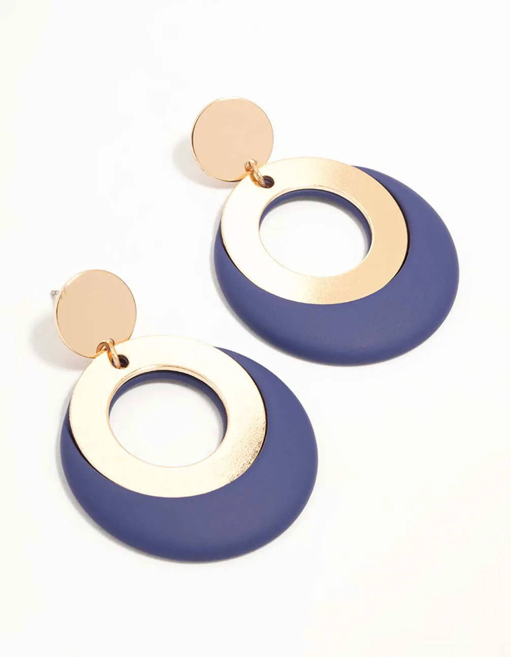 Gold & Blue Acrylic Disc & Circle Drop Earrings sold by lovisa