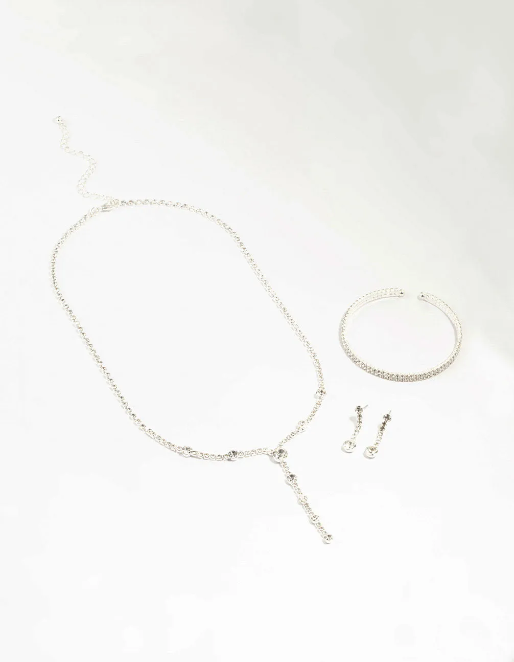 Silver Diamante Station Necklace & Earrings & Bracelet Set sold by lovisa product image thumbnail 2