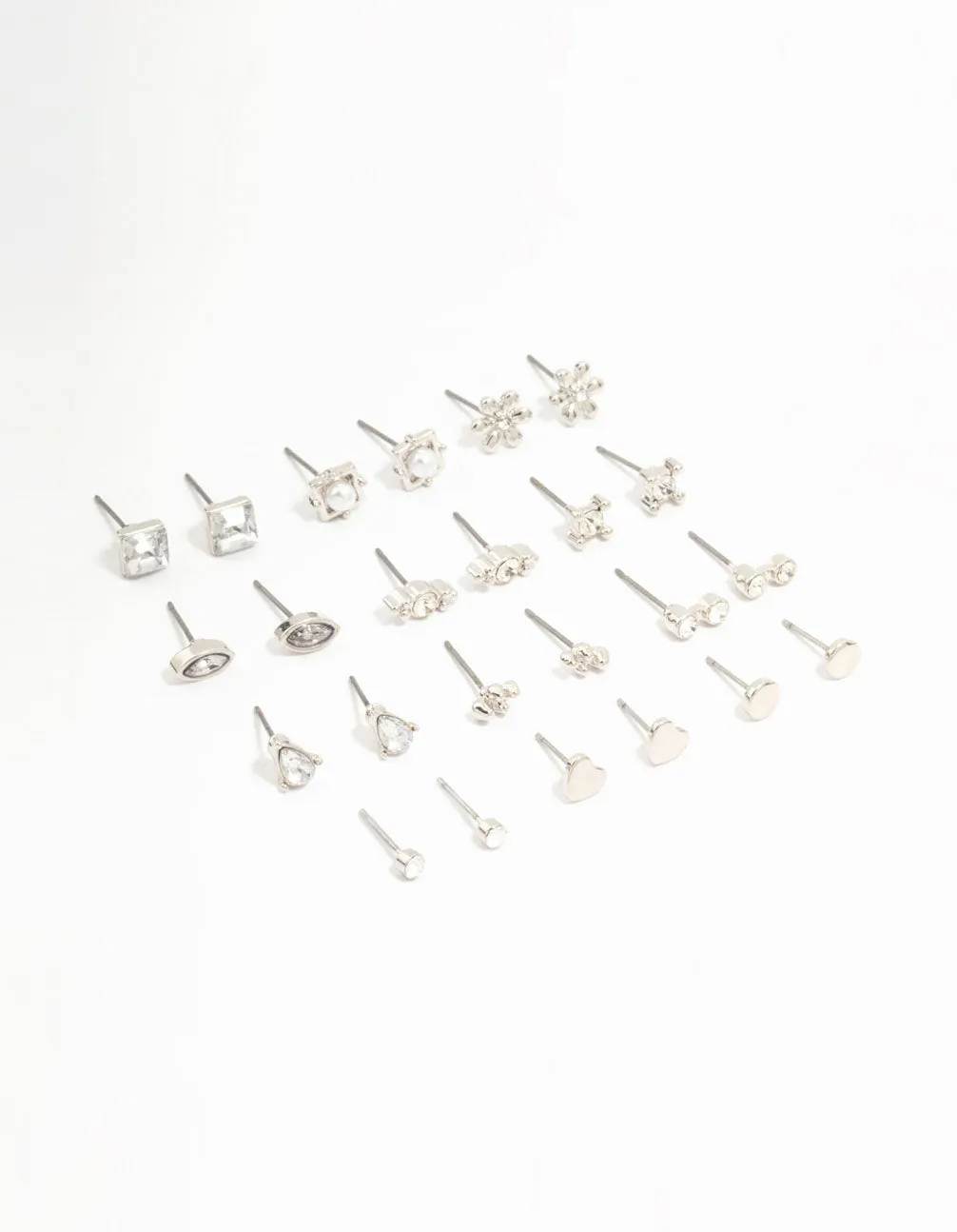 Silver Diamante Stud Earrings 12-Pack sold by lovisa